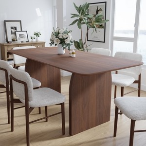 Spassway 67"L*33.5"W Oak Wood Dining Table with Double Pedestal Modern Kitchen Table with Solid Wood Legs for Seats 6 - 1 of 4