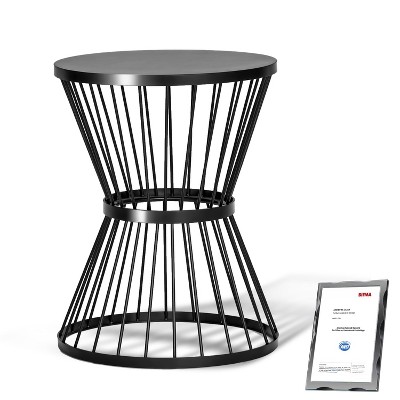 LOEHAVIT Outdoor Side Table Metal Round End Table Waterproof Modern Small Patio Table for Outside Garden Balcony Yard