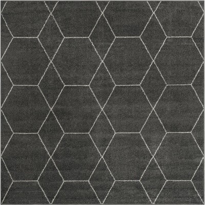 Trellis Frieze Dark Gray 3' Square Synthetic Area Rug