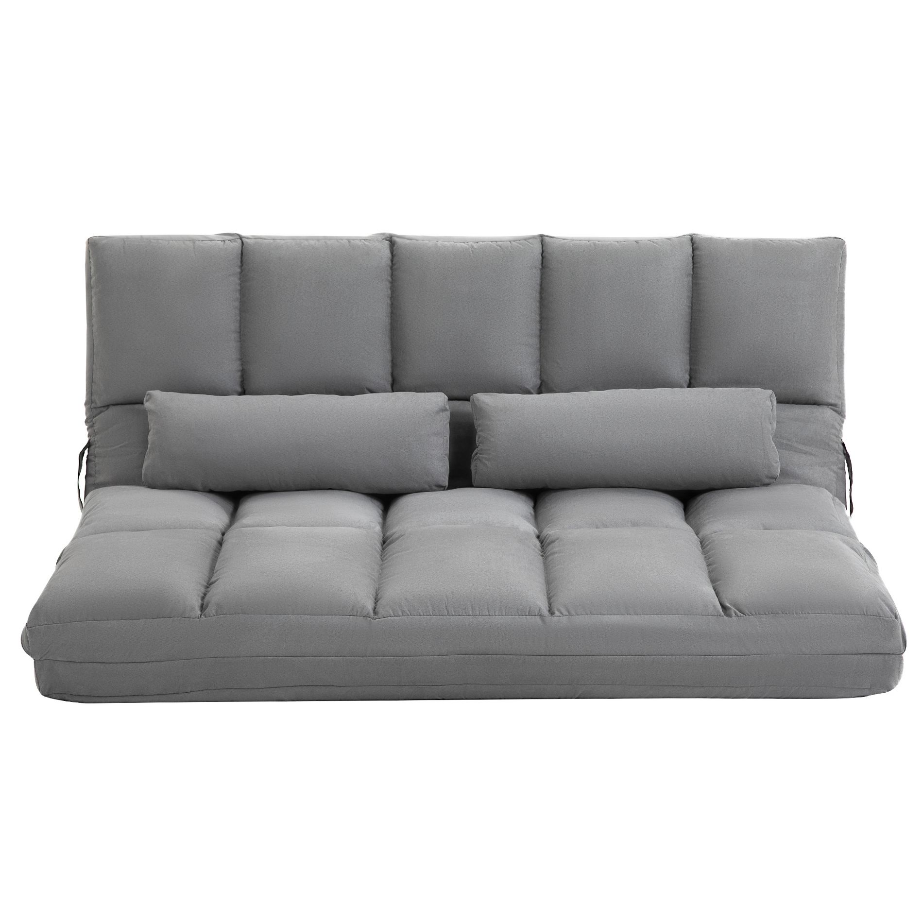 HOMCOM Convertible Floor Sofa Chair, Folding Couch Bed, Guest Chaise Lounge with 2 Pillows, Adjustable Backrest and Headrest