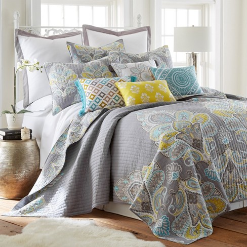 Cressley Paisley Quilt Set - Twin/twin Xl Quilt And One Standard Pillow  Sham Grey, Yellow - Levtex Home : Target