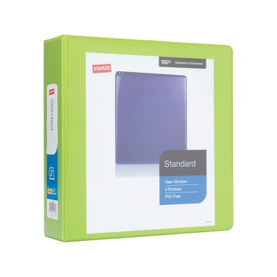 Staples Standard 2" 3-Ring View Binder Chartreuse (26447-CC) 55433/26447