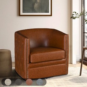CAVINAS Polyester Swivel Accent Chair with Low Barrel Button Tufted Back,Modern Upholstered Living Room Chairs,Reading Chairs for Living Room - 1 of 4