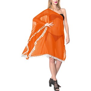 HAPPY BAY Women's Holiday Swimwear Short Swim Suit Summer Beach Dress Loose Beach Wear Bathing Suit Cover-up 1X-2X Orange Solid - 1 of 4