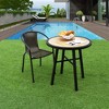 Costway 29'' Patio Round Bistro Metal Table Wood-Like Top Garden Deck Backyard - 2 of 4