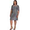 24seven Comfort Apparel Plus Size Elbow Length Sleeve Shimmer Bodycon Mini Party Dress - 2 of 3