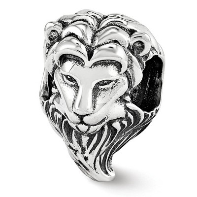 Black Bow Jewelry Antiqued Sterling Silver Lion's Head Bead Charm