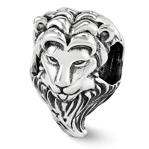 Black Bow Jewelry Antiqued Sterling Silver Lion's Head Bead Charm - 1 of 3
