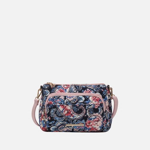 MKF Collection Rosalie Quilted Cotton Botanical Pattern Women’s Shoulder Bag by Mia K - Blue
