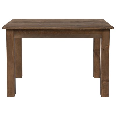 Rustic Brown Solid Pine Rectangular Dining Table for Four