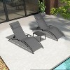 PURPLE LEAF Patio Chaise Lounge Set of 3 Outdoor Lounge Chair Beach Pool Sunbathing Lawn Lounger Recliner Chiar, Side Table Included - 2 of 4
