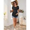 INSPIRE CHIC Women's Maternity Top Short Sleeve Crewneck Wrinkle Design Blouse Waist Tiered Pregnancy T-Shirt - 3 of 4