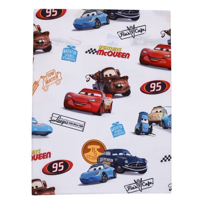Disney Cars Radiator Springs White, Blue, and Red Lightning McQueen and Tow-Mater 4 Piece Toddler Bed Set, 4 of 7