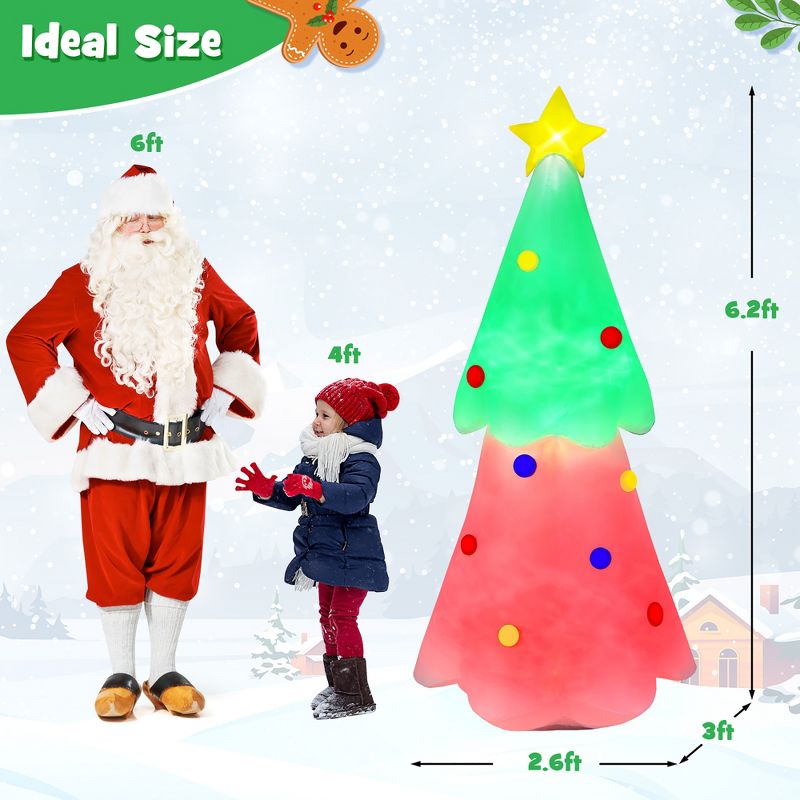 Costway 6.2 FT Inflatable Christmas Tree Blow-up Xmas Tree with Topper Star & Lights, 4 of 11