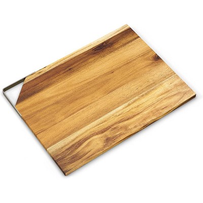 Acacia Wood Cutting Board Round with Metal Accent 13.85 x 13.13.85 x 0.63  in.