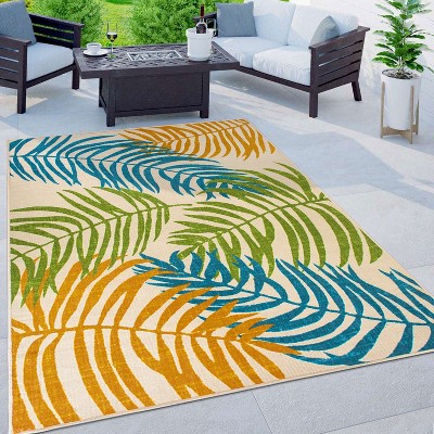 Multicolor Floral Synthetic Flatwoven 5' x 7' Indoor/Outdoor Rug