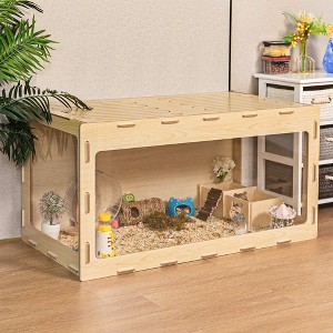 ORRD Wooden Hamster Cage with Clear Acrylic Front & Ventilated Top, Small Animal House for Hamsters & Guinea Pigs - 1 of 4