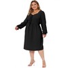 Agnes Orinda Women's Plus Size Midi Long Sleeve Sweetheart Bow Tie Swing Ruffle Swiss Dots Boho Babydoll Dresses - 3 of 4