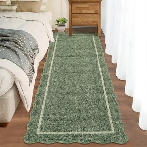 Scalloped Edge Area Rugs for Living Room Bedroom Modern Washable Rug Soft Non Slip Low Pile Carpet Home Decor - 1 of 4