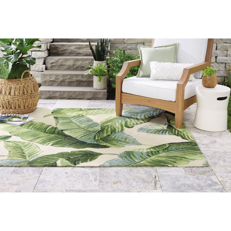 9&#39;x12&#39; Vacation Tropical Rectangular Woven Outdoor Area Rug Green - Threshold&#8482;, 6 of 7