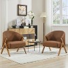 Accent Chair Mid Century Modern Chair PU Living Room Chairs with Wood Frame Comfy Upholstered Reading Side Chair Easy Assembly for Bedroom - 4 of 4