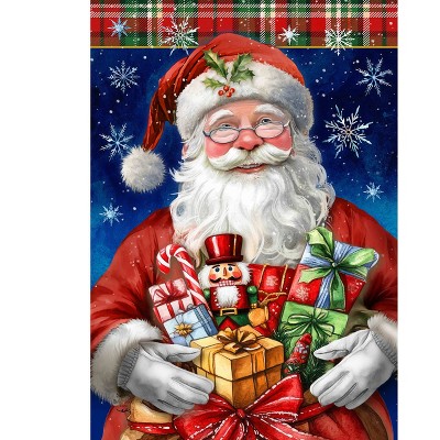 Briarwood Lane Christmas House Flag 40x28 For Outdoor Holly Jolly Santa For Christmas House Flag