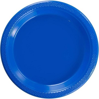 Exquisite Bulk 10 Inches Dark Blue Disposable Plastic Plate 100 Count