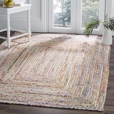 Beige and Multicolor Handwoven Wool and Cotton Area Rug