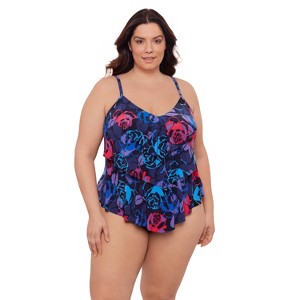 Aqua Green, Women's Triple Tier Tankini - 1 of 3