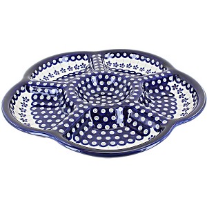 Blue Rose Polish Pottery 1956 Zaklady Chip &Dip Tray - 1 of 3