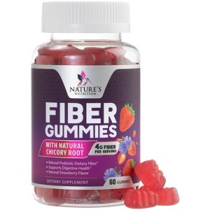 Fiber Gummies for Adults - 4g Gummy Fiber Supplement for Digestive Health & Regularity Support, Daily Prebiotic - 60 Gummies - 1 of 4