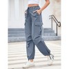 Women Baggy Parachute Pants Casual Cargo Pant Low Waist Loose Pants Multiple Pockets Jogger - 4 of 4