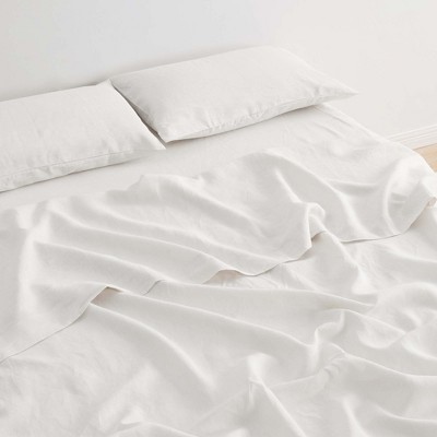 Cloud White Linen Euro Pillowcase Set with Inner Envelope Closure