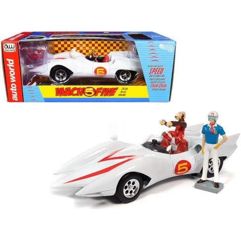 Mach 5 Five White With Chim-chim Monkey And Speed Racer Figurines