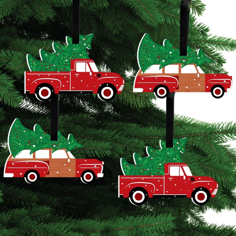 Big Dot of Happiness Merry Little Christmas Tree - Red Truck and Car Christmas Party Decorations - Christmas Tree Ornaments - Set of 12, 1 of 10