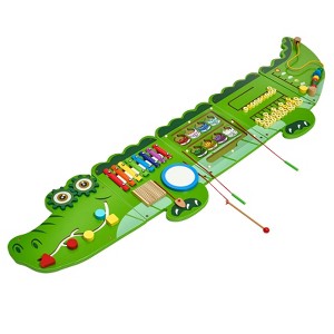 VEVOR Crocodile Activity Wall Busy Board Panels, 9 Activities, Montessori Sensory Wall Toy for Kids 3-12 Years, Green - 1 of 4