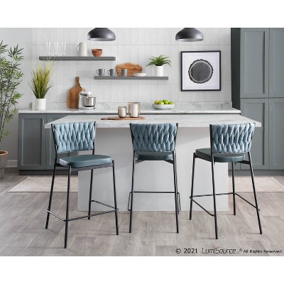 Tania Green Faux Leather Swivel Counter Stool with Metal Frame