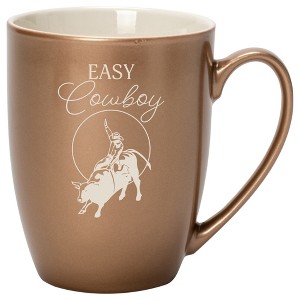 100 North Bull Rider 10 Ounce Bronze Metallic Finish, Comfortably Fits Your Hands, New Bone China Coffee Tea Cup Mug, Easy Cowboy - 1 of 1