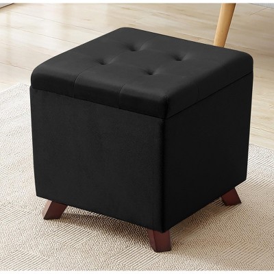 Ornavo Home Linen Tufted Square Storage Ottoman - 15" Inch