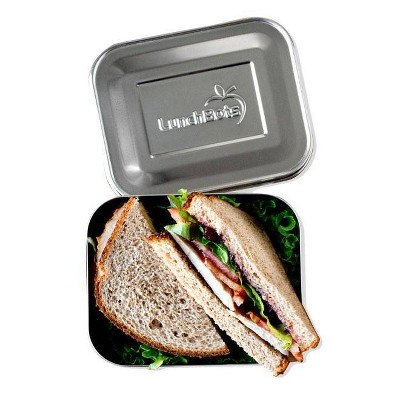 LunchBots Large Trio Stainless Steel Lunch Container -Three Section Design for Sandwich and Two Sides - Metal Bento Lunch Box