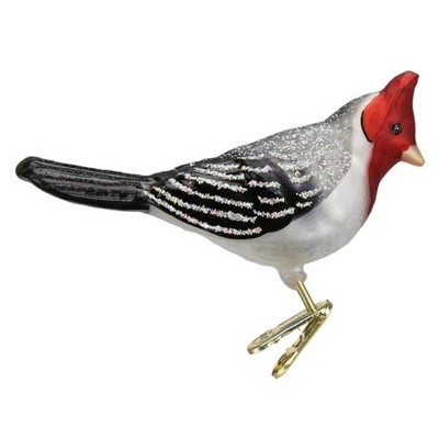 Old World Christmas 2.5 Inch Red-Crested Cardinal Clip-On Ornament Tree Ornaments