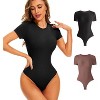 Sol Living Women's Bodysuit Seamless Casual Going Out Top Shirt Breathable Tops Tummy Control Shapewear Stretchy Basic Body Suits T Shirt Crew Neck - 2 of 4