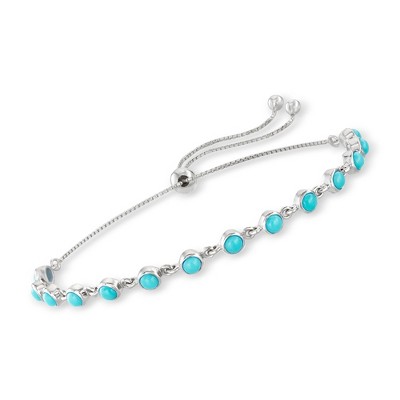 Ross-Simons Turquoise Station Bolo Bracelet in Sterling Silver Size