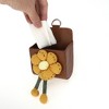 Unique Bargains 1 Pc Car Trash Can Hanging Trash Bin 3.5" Length 2.0" Width 4.3" Height Yellow Brown Faux Leather - 4 of 4