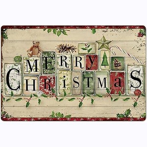 Lomsoe Merry Christmas Block Sign Christmas Decorations Rustic Aluminum Wall Art Christmas Metal Tin Sign Christmas Gift 8x12in - 1 of 1