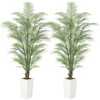 Garvee Artificial Palm Tree - Fake Tree with White Tall Planter-Faux Tropical Areca Floor Plant in Pot - Artificial Silk Plant for Home Decor Indoor - 2 of 4