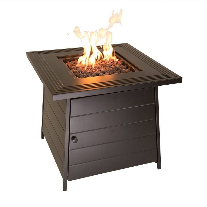 Endless Summer The Anderson 28&#34; Square LP Gas Outdoor Fire Pit with Steel Mantel Black, 3 of 8