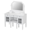 JUJABU 44.4" Vanity Table with Large Adjustable Mirror, Drawer and Cabinet, White - 2 of 4