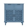 MDF,2 Door 2 Drawer Cabinet, American Furniture, Suitable for Bedroom, Living Room, Study,Blue - 3 of 4