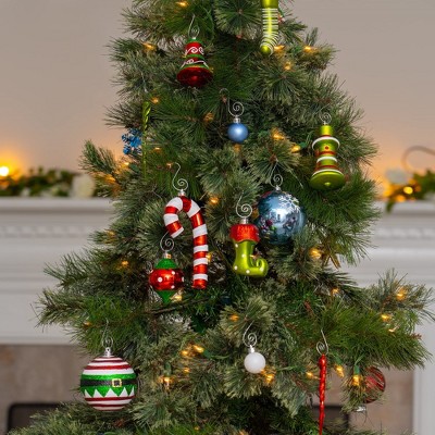 Elf Themed Shatterproof Plastic Christmas Ornament Set - 67 Pieces